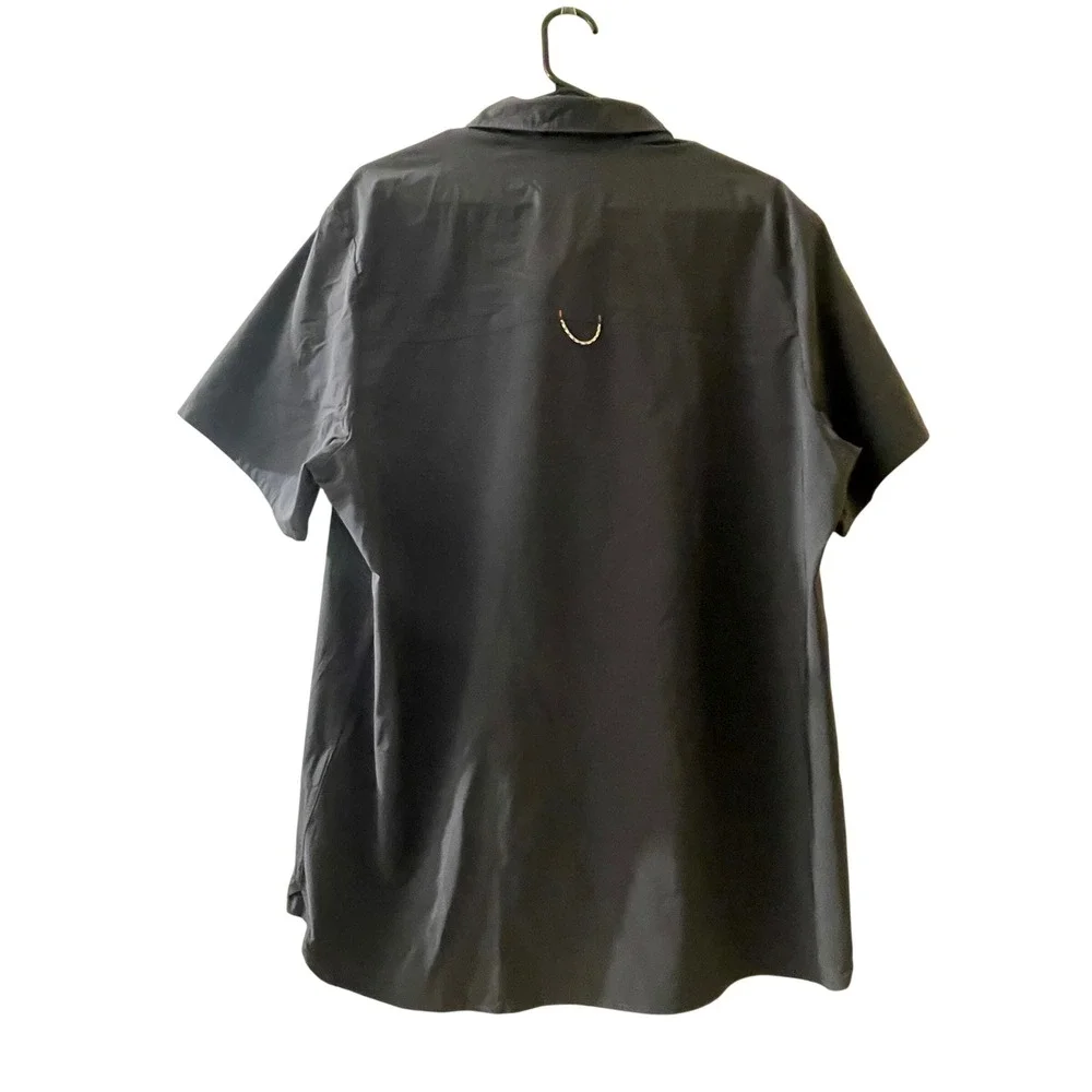 The North Face Mens XL Charcoal Short Sleeve Button Up Stretch‎ Hiking Shirt